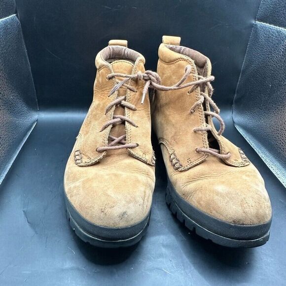 Timberland Boots Women 11 Leather Waterproof Brown Upper Black Sole Hiking - Picture 3 of 16